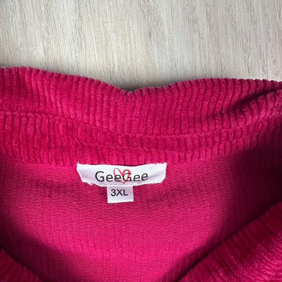 GeeGee Pink Corduroy Fringe Patchwork Boho Whimsical Shacket Coat Jacket 3XL - Picture 6 of 16